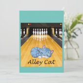 Bowling Alley Party startet die Napping Cat Einladung (Stehend Vorderseite)