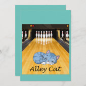 Bowling Alley Party startet die Napping Cat Einladung (Vorne/Hinten)