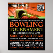 Bowling Alley Scene, Ten-Button-Bowling-Turnier Poster (Vorne)