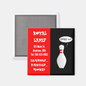 Bowling Alley Talking Button Funny Business Card Magnet (Vorderseite/Rückseite)