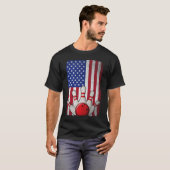 Bowling American Flag 4. Juli Für Bowler T-Shirt (Vorne ganz)