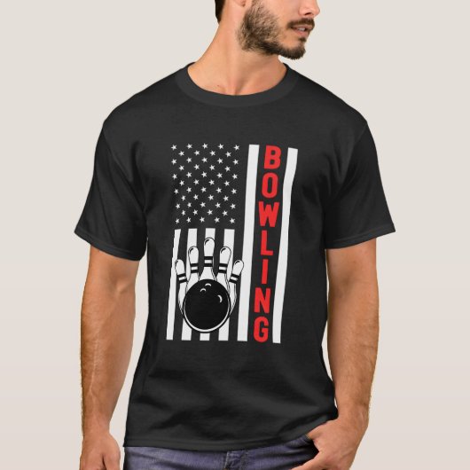 Bowling American Flag Patriotic Bowler Bowling Bal T-Shirt (Vorderseite)