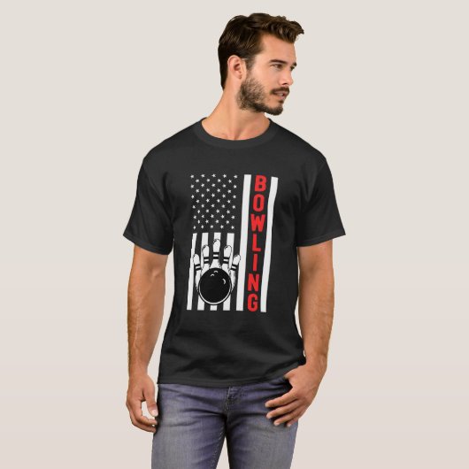 Bowling American Flag Patriotic Bowler Bowling Bal T-Shirt (Vorne ganz)