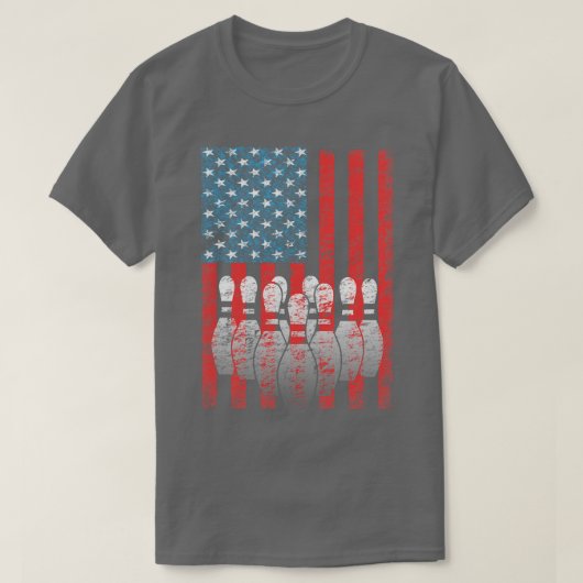 Bowling American Flag Patriotic Bowler T-Shirt (Design vorne)