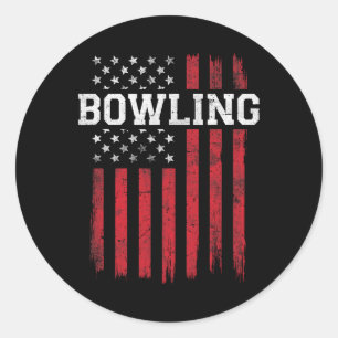 Bowling American Flag USA Patriot Patriotic Bowler Runder Aufkleber