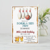 Bowling and beer party Invitation Einladung (Stehend Vorderseite)