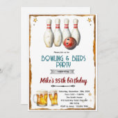 Bowling and beer party Invitation Einladung (Vorne/Hinten)