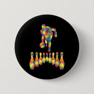 Bowling Autism Awareness T-Shirt for Autismus Awar Button