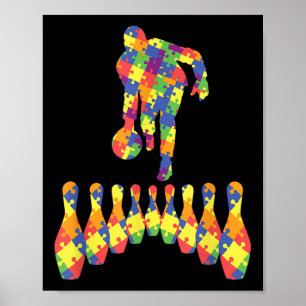 Bowling Autism Awareness T-Shirt for Autismus Awar Poster