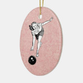 Bowling Babe Keramik Ornament (Links)