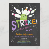 Bowling Baby Dusche Einladung Rosa Lila Mädchen