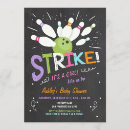 Bowling Baby Dusche Einladung Rosa Lila Mädchen