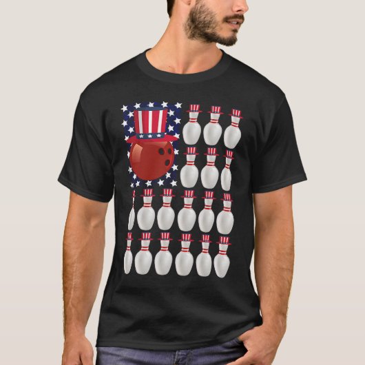 Bowling Ball American Flag 4. Juli US Bowler G T-Shirt (Vorderseite)