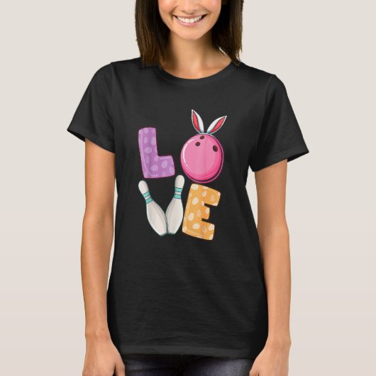 Bowling Ball Amp Buttone Bunny Ears Eizelle Jagd E T-Shirt (Vorderseite)