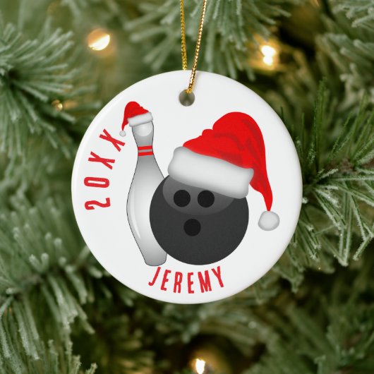 Bowling Ball and Pin Christmas Keramik Ornament (Baum)