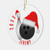 Bowling Ball and Pin Christmas Keramik Ornament (Links)