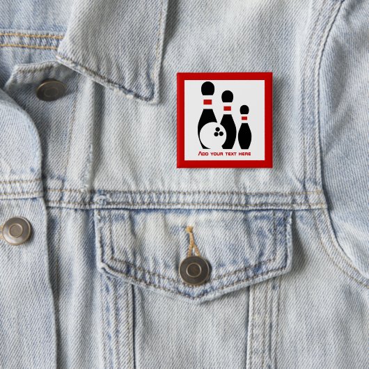 Bowling Ball & Black Red Pins Button (Beispiel)
