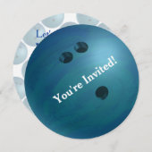 Bowling Ball Blue Party Einladung (Vorne/Hinten)