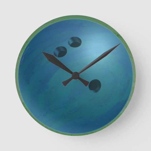 Bowling Ball Blue Runde Wanduhr (Vorderseite)