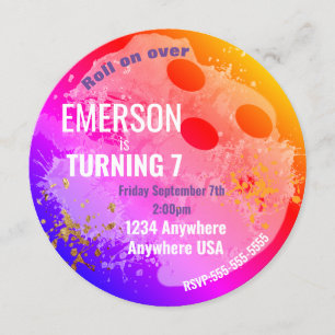 BOWLING BALL, Bowling, Glow Bowling Geburtstag Neo Einladung