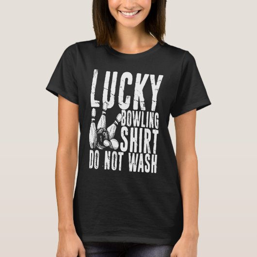 Bowling Ball Button Bowler Strike Bowling Fanatic T-Shirt (Vorderseite)