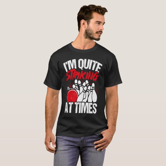 Bowling Ball Button Bowler Strike Bowling Fanatic T-Shirt (Vorne ganz)