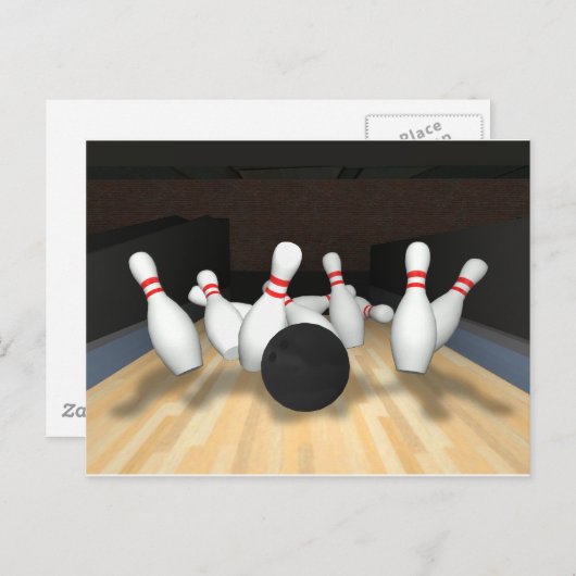 Bowling Ball & Buttone: 3D-Modell: Postkarte (Vorne/Hinten)