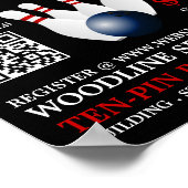 Bowling Ball & Buttone, Ten-Button Bowling Turnier Poster (Ecke)