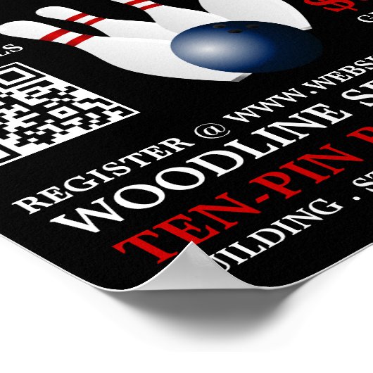 Bowling Ball & Buttone, Ten-Button Bowling Turnier Poster (Ecke)