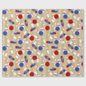 Bowling Ball, Buttone und Schuhe Gemustert Geschenkpapier (Flach)