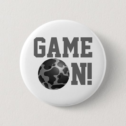 Bowling Ball Cow Gray Button (Vorderseite)