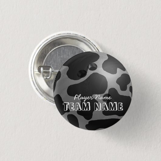Bowling Ball Cow Gray Button (Vorne & Hinten)