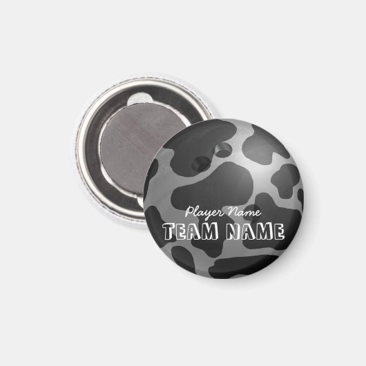 Bowling Ball Cow Gray Magnet (Vorderseite/Rückseite)