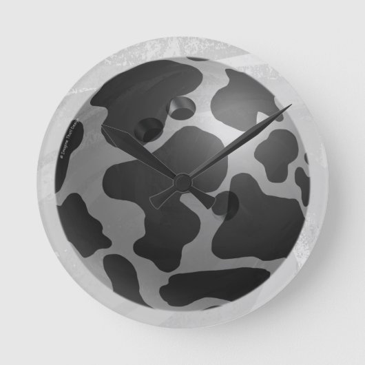 Bowling Ball Cow Gray Runde Wanduhr (Vorderseite)