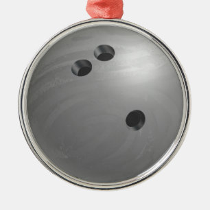 Bowling Ball Gray Silbernes Ornament