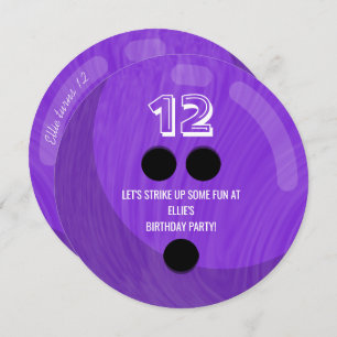 Bowling Ball KINDERGEBURTSTAG PARTY LILA Einladung