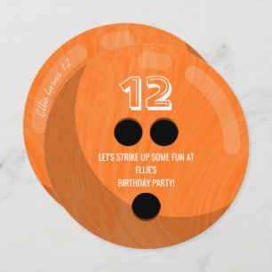 Bowling Ball   KINDERGEBURTSTAG PARTY   Orange Einladung