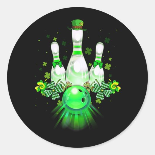 Bowling Ball Kleeblatt Leprechaun St Patricks Day  Runder Aufkleber (Vorderseite)