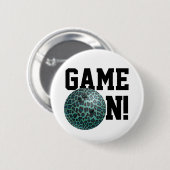 Bowling Ball Leopard Aquamarin Button (Vorne & Hinten)