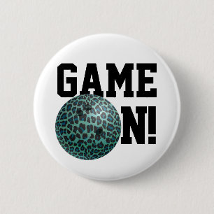 Bowling Ball Leopard Aquamarin Button