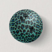 Bowling Ball Leopard Aquamarin Button (Vorderseite)