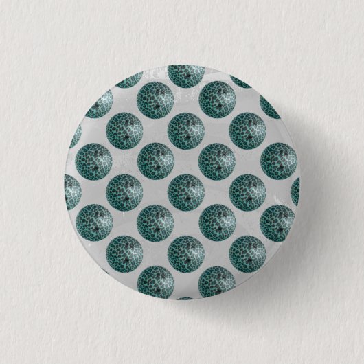 Bowling Ball Leopard Aquamarin Button (Vorderseite)