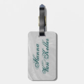 Bowling Ball Leopard Aquamarin Gepäckanhänger (Rückseite vertikal)