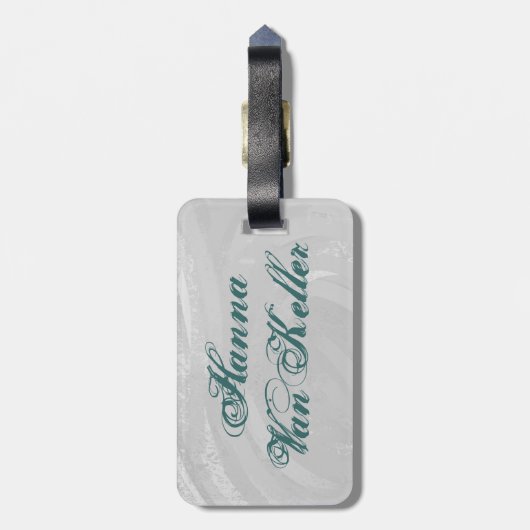 Bowling Ball Leopard Aquamarin Gepäckanhänger (Rückseite vertikal)