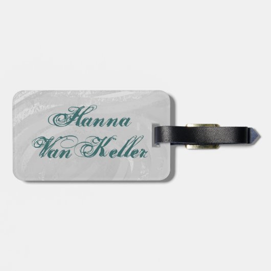 Bowling Ball Leopard Aquamarin Gepäckanhänger (Rückseite horizontal)