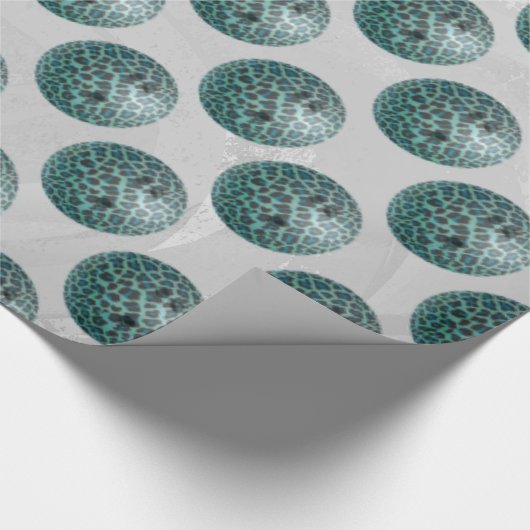 Bowling Ball Leopard Aquamarin Geschenkpapier (Ecke)