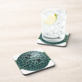 Bowling Ball Leopard Aquamarin Getränkeuntersetzer (Rechte Seite)