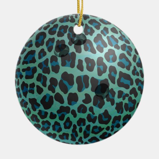 Bowling Ball Leopard Aquamarin Keramikornament (Vorne)
