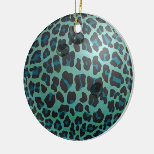 Bowling Ball Leopard Aquamarin Keramikornament (Links)