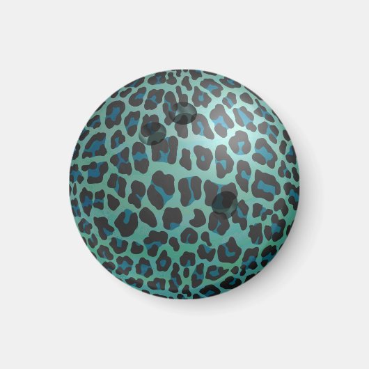 Bowling Ball Leopard Aquamarin Magnet (Vorne)